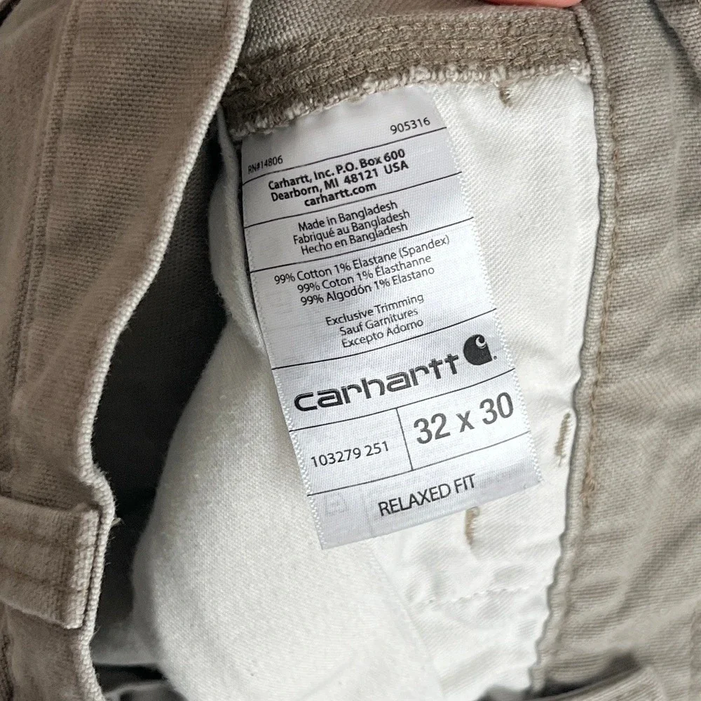 Carhartt Mens Relaxed Fit Canvas Carpenter Pants Tan Barn Chore Workwear 32x30 - Picture 4 of 12